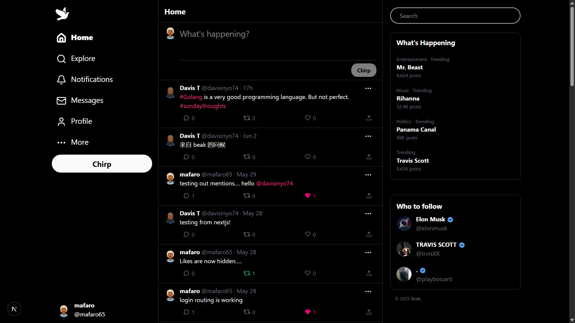Beak (Twitclone v2)